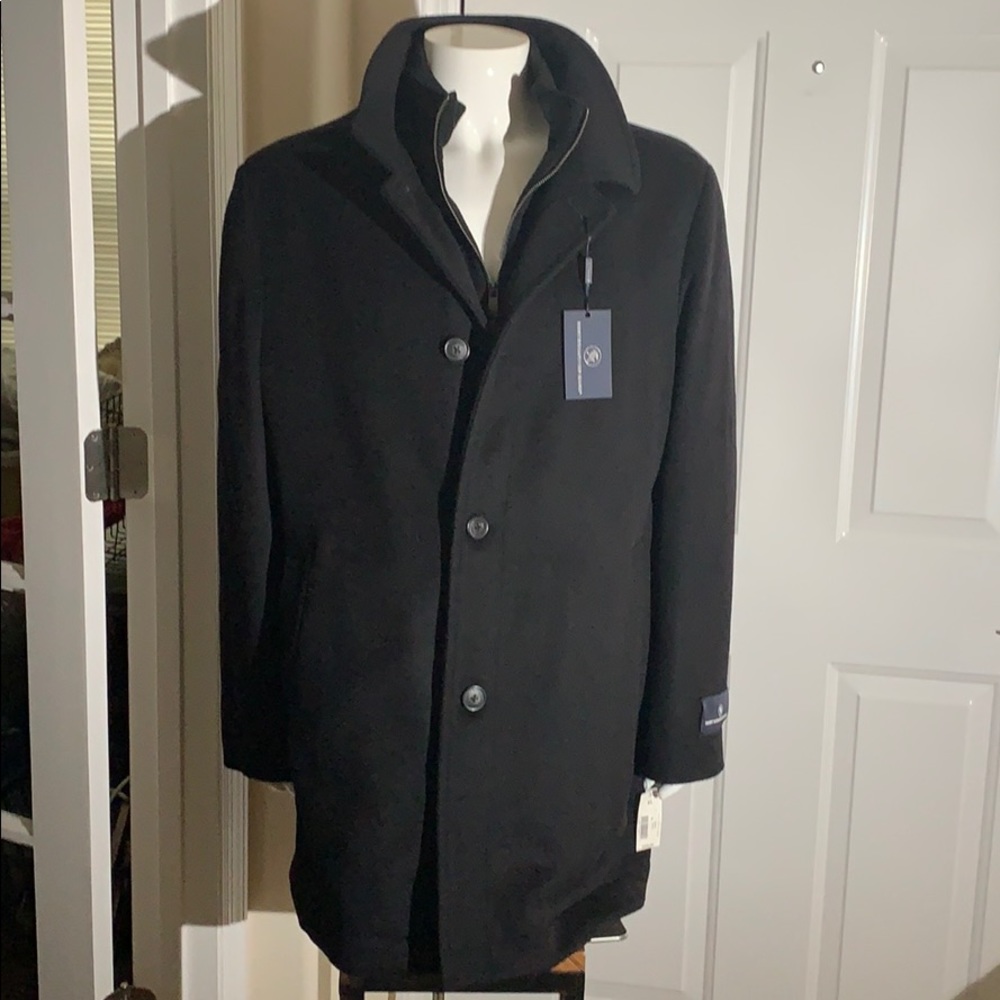 Hart Schaffner Marx Wool Blend Classic Fit Stand Collar Zip Bib Lined Coat - XXL